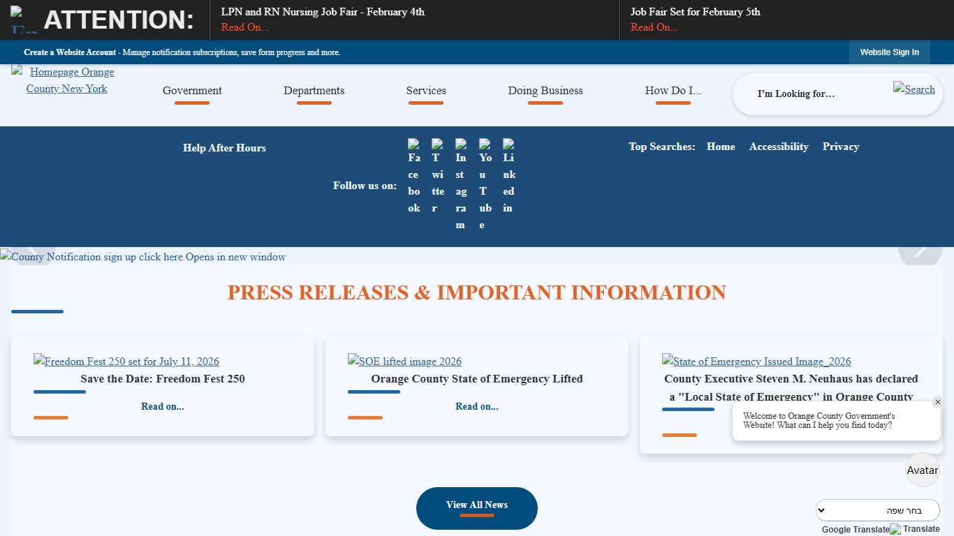 Orange County, NY Official Website